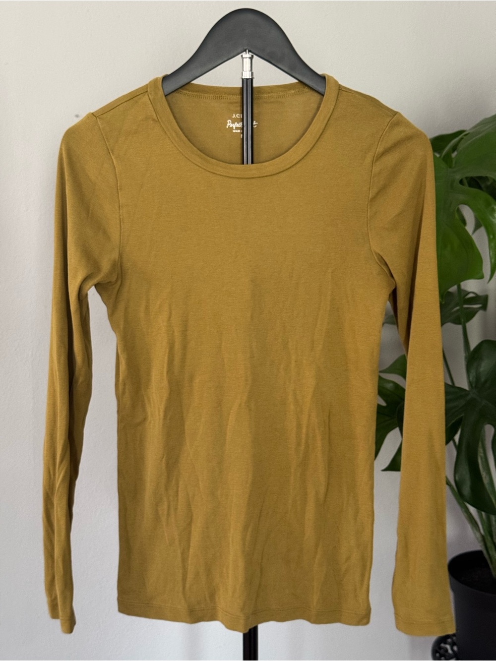 J. Crew Slim Long-Sleeve Crewneck Top in Mustard